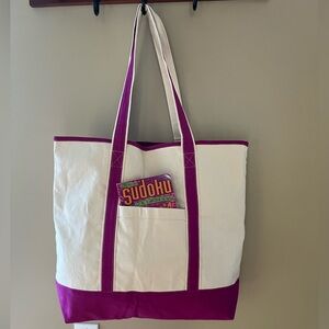 Stylish Natural and Purple Tote Bag. NEW